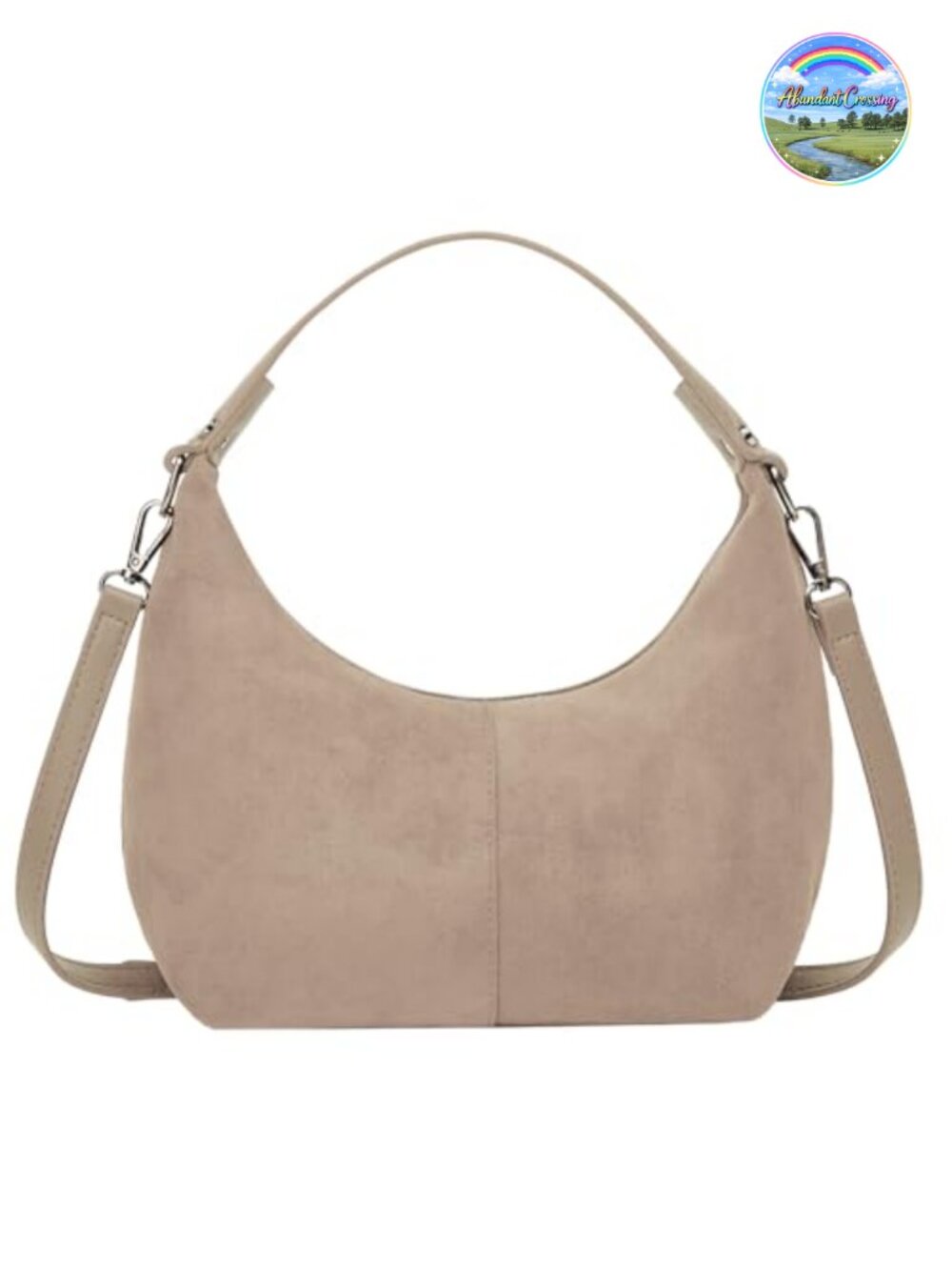Faux Suede Crescent Shoulder Bag Retro Crossbody Tote Hobo Handbag